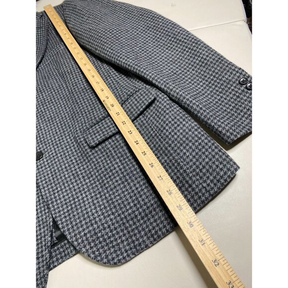 Uniqlo Gray Houndstooth Wool Blend Blazer Jacket Men Size Large unstructured - Picture 6 of 16